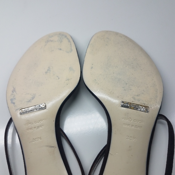 Dolce & Gabbana Brown Suede Embellished Sandals - Picture 9 of 12